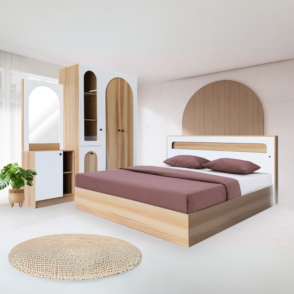 ชุดห้องนอน 6 ฟุต WISDOM DESIGN FURNITURE รุ่น ARISTA 5 สี แอช/ขาว_6